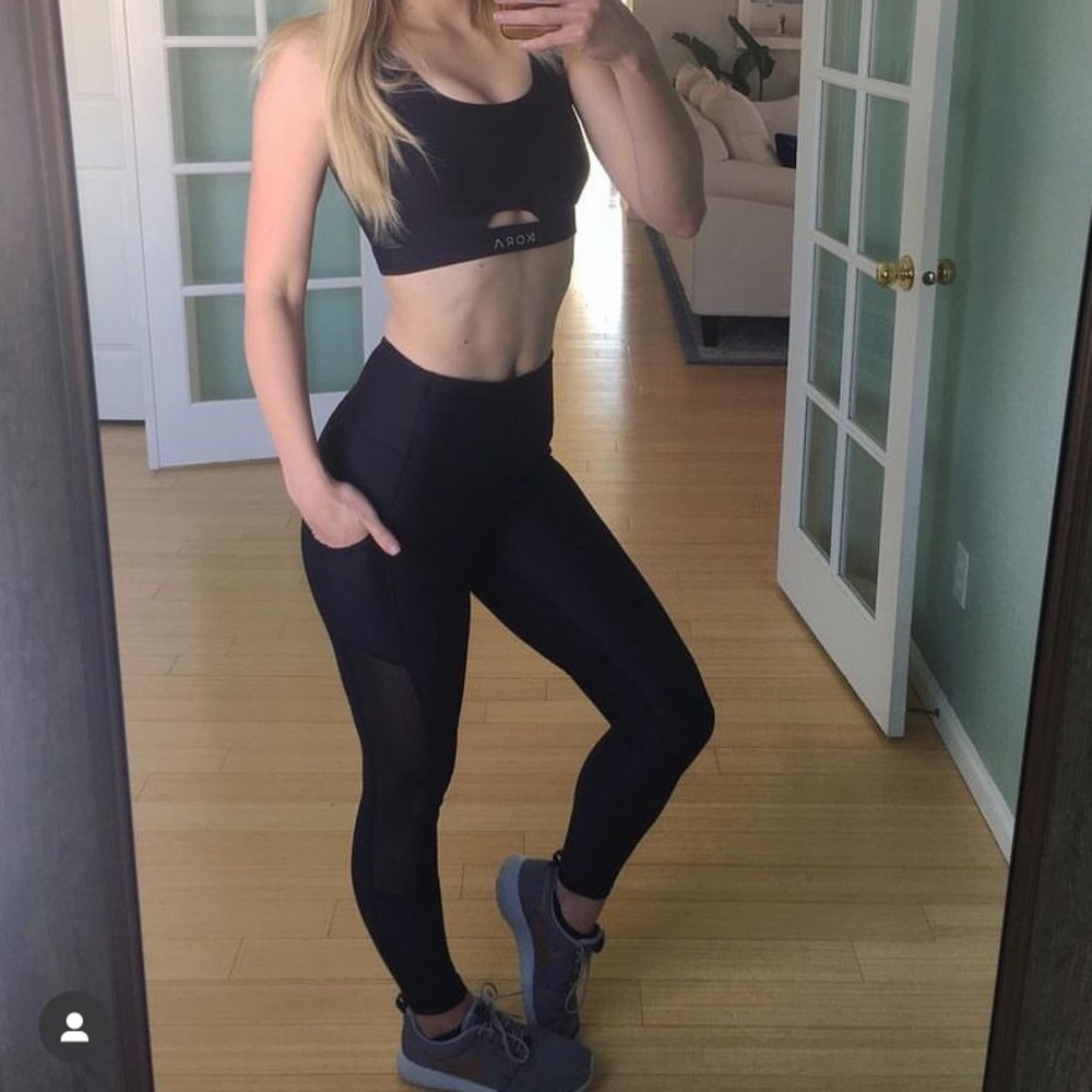 Kora black mesh sports bra and leggings set
